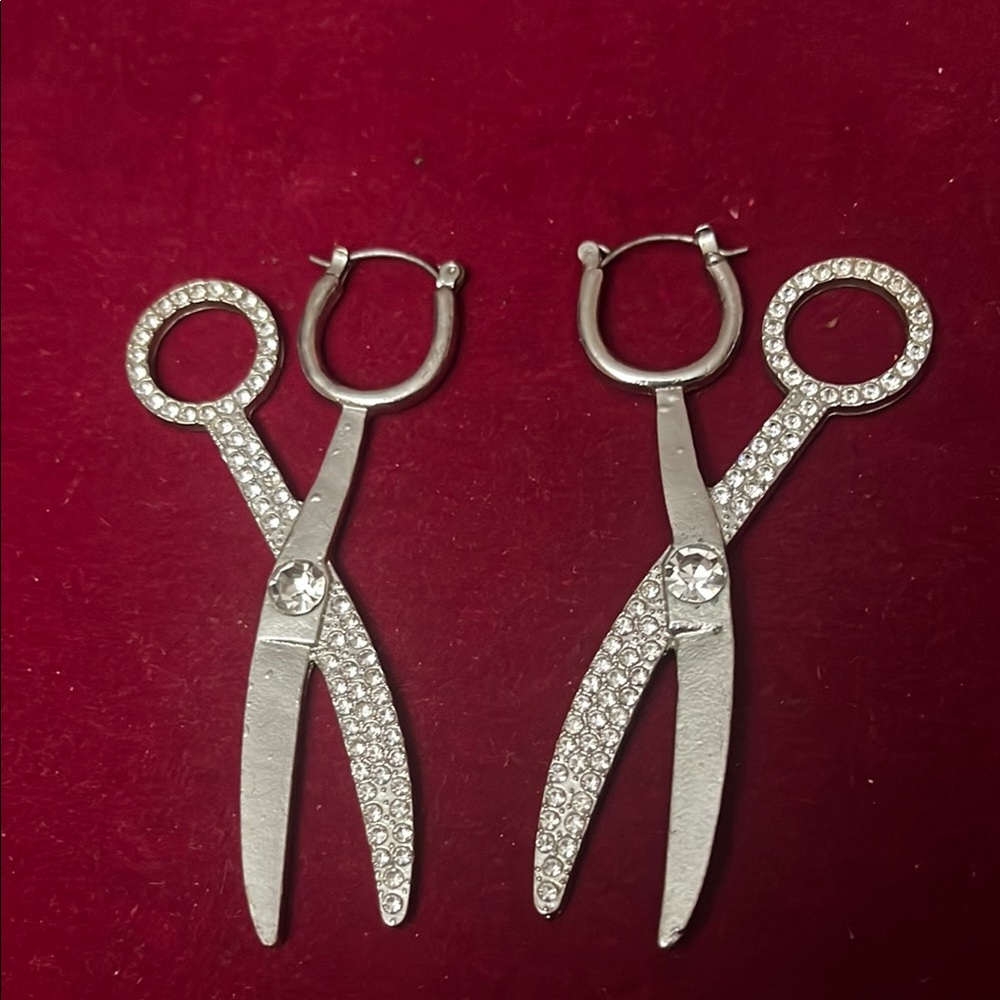 Elegant Silver Scissor Earrings
